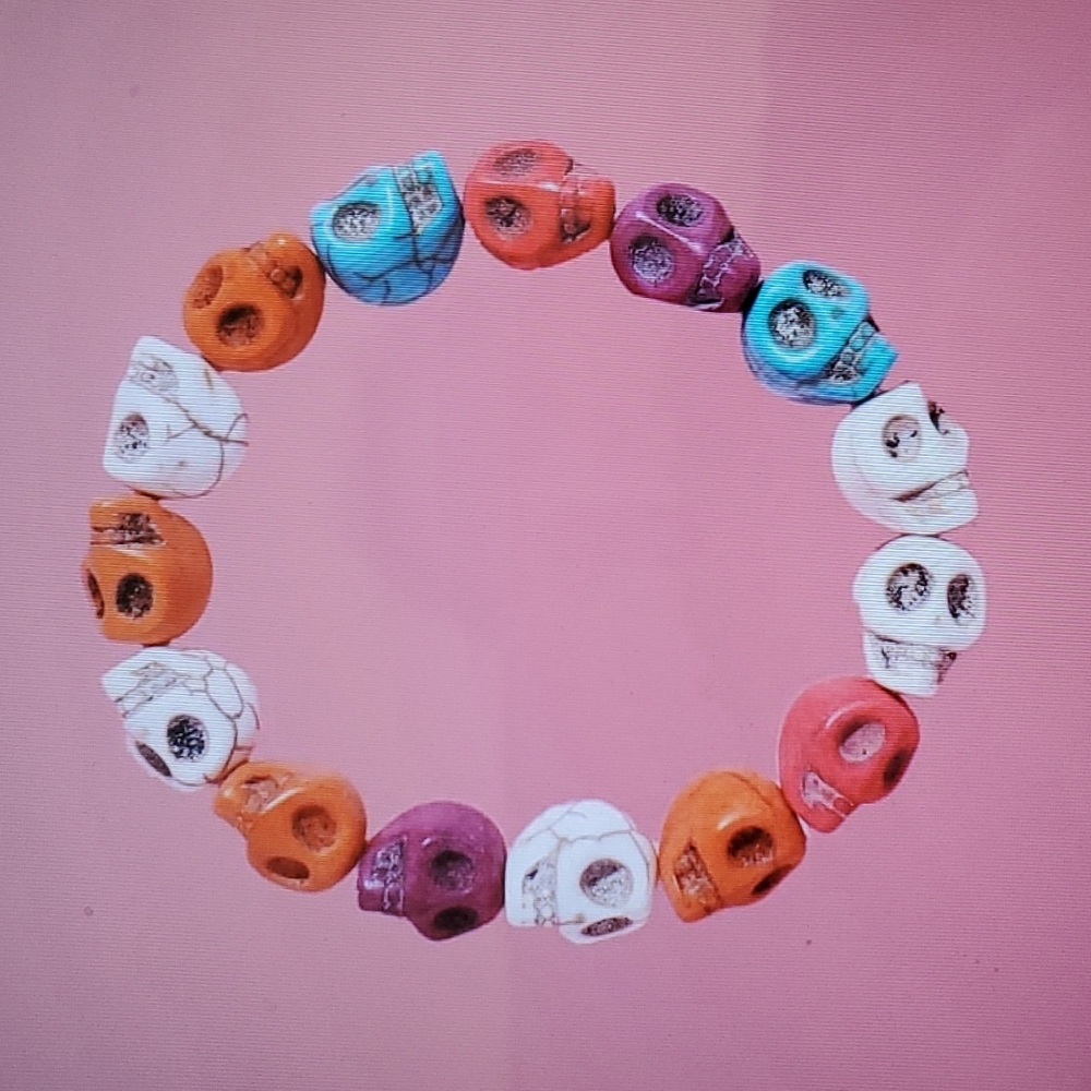New Multicolor Stretch Anime Color Matched Skull Bracelet